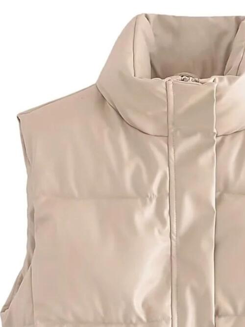 PU Leather Zip Up Drawstring Vest - Christi's Boutique