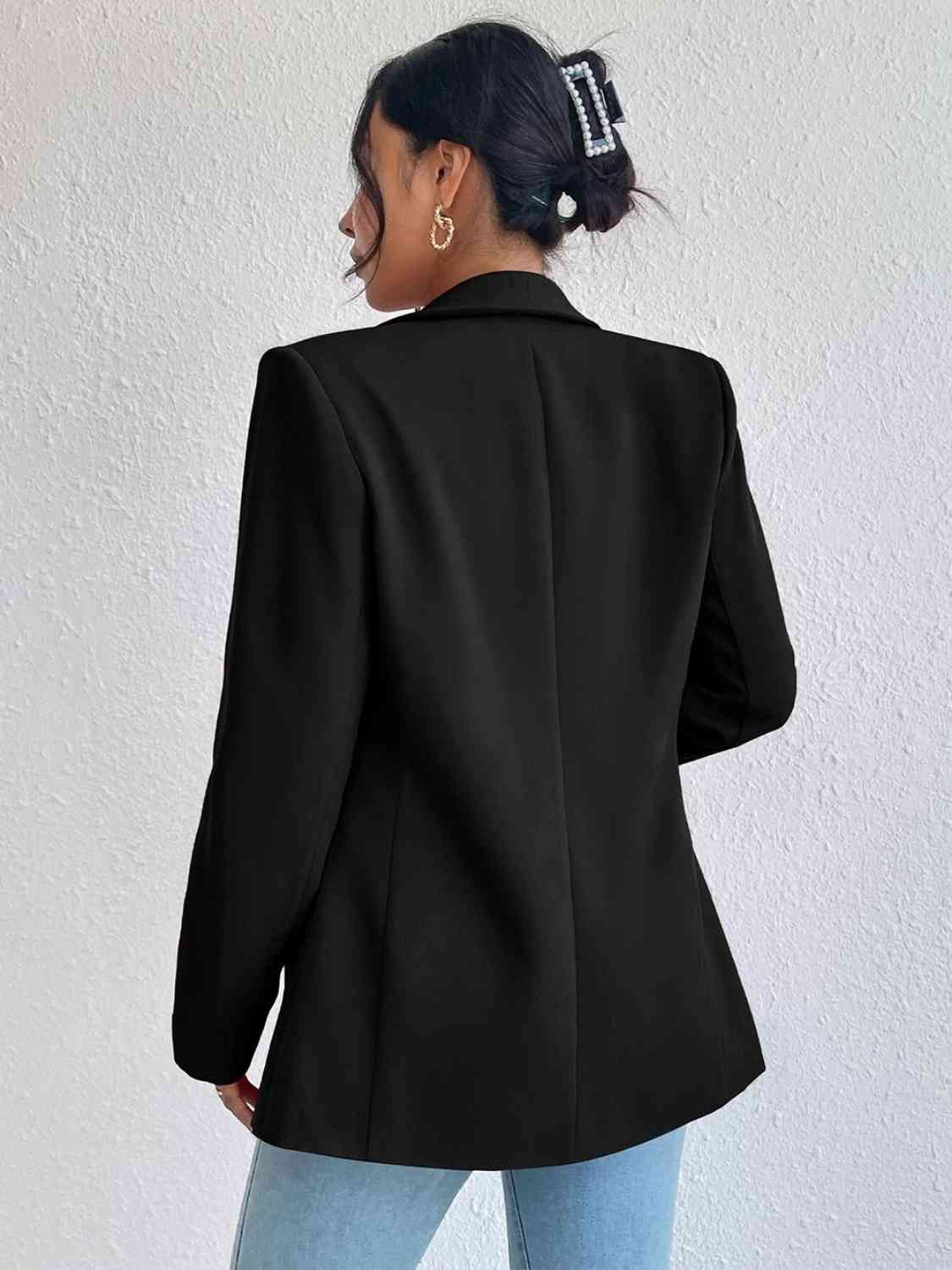 Shawl Collar Long Sleeve Blazer - Christi's Boutique