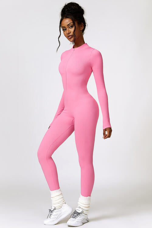 Half Zip Long Sleeve Active Jumpsuit - Christi's Boutique