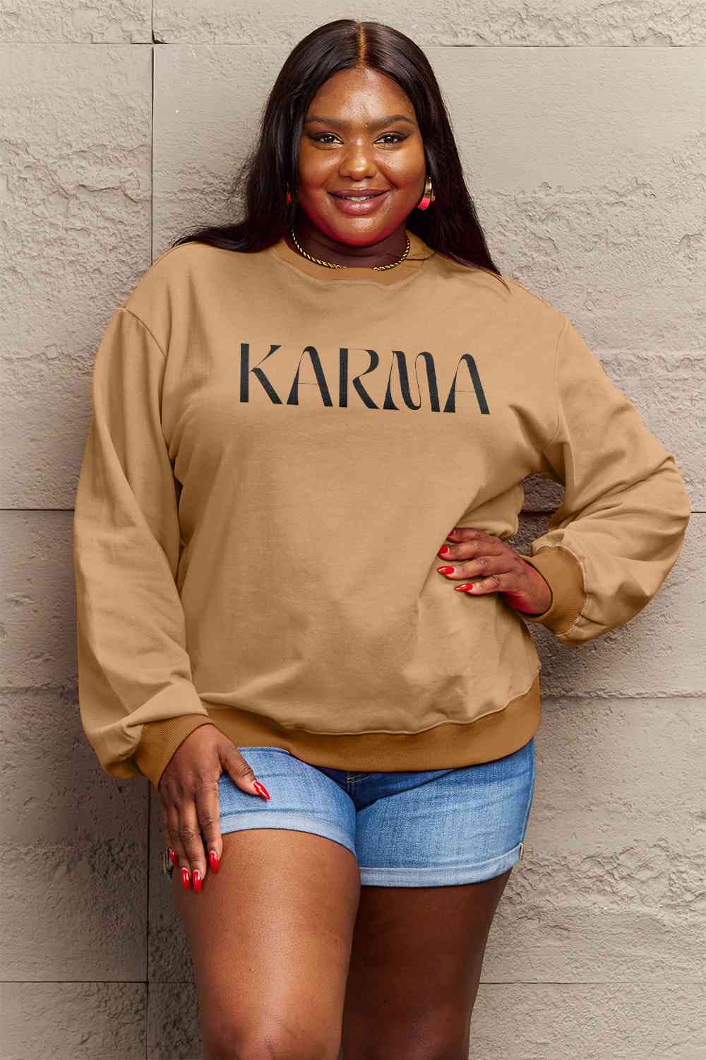 Simply Love Full Size KARMA Graphic Sweatshirt - Christi's Boutique