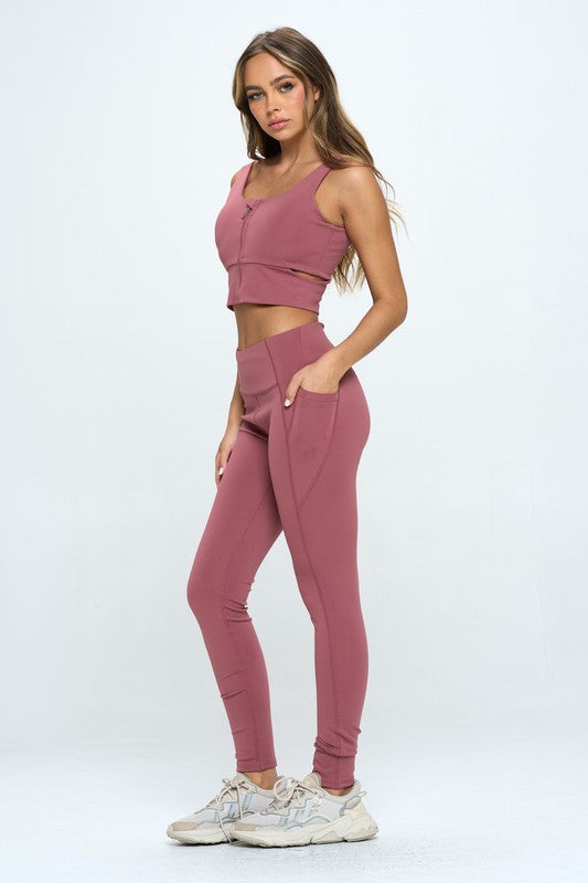 Zip Up Crop Sports Tank Top Set - Christi's Boutique