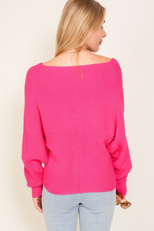 Cross Over Front Sweater - Christi's Boutique