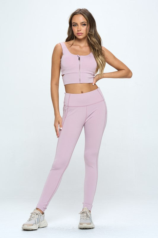 Zip Up Crop Sports Tank Top Set - Christi's Boutique