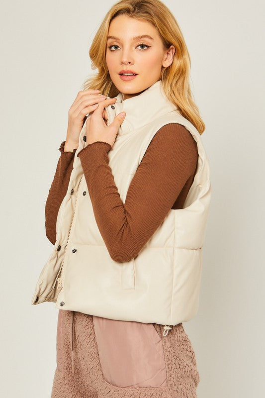 PU Padded Vest - Christi's Boutique