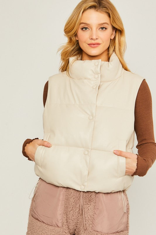 PU Padded Vest - Christi's Boutique