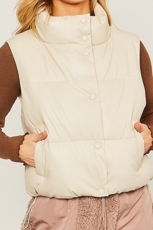 PU Padded Vest - Christi's Boutique