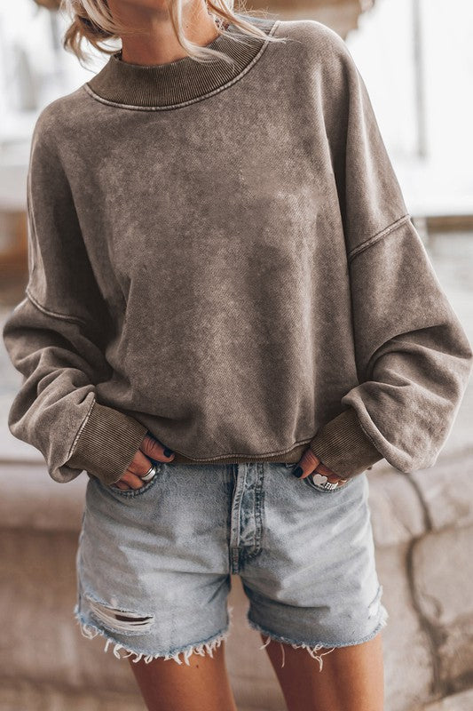 Mineral Washed Acid dye Sweatshirt Pullover - Christi's Boutique