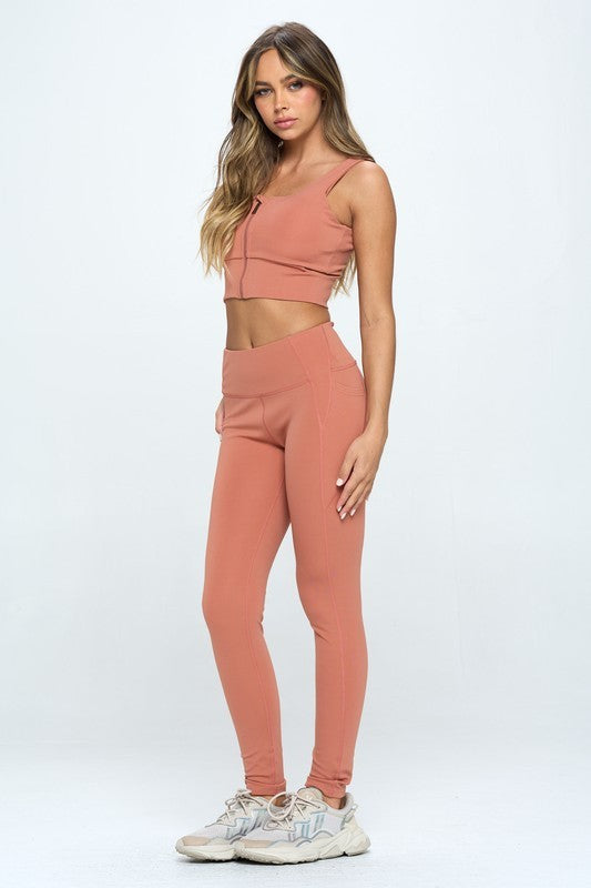 Zip Up Crop Sports Tank Top Set - Christi's Boutique