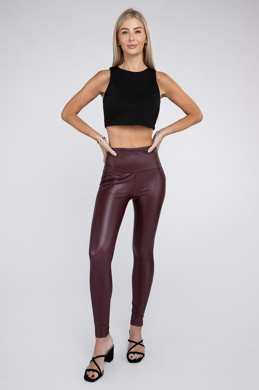 High Rise Faux Leather Leggings - Christi's Boutique