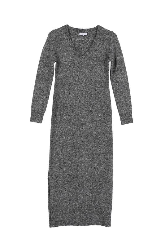 V-Neck Sweater Maxi Dress - Christi's Boutique