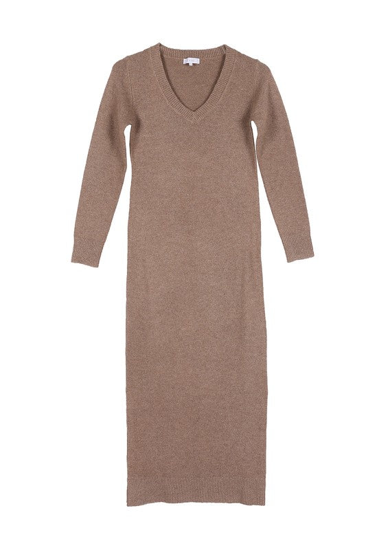 V-Neck Sweater Maxi Dress - Christi's Boutique