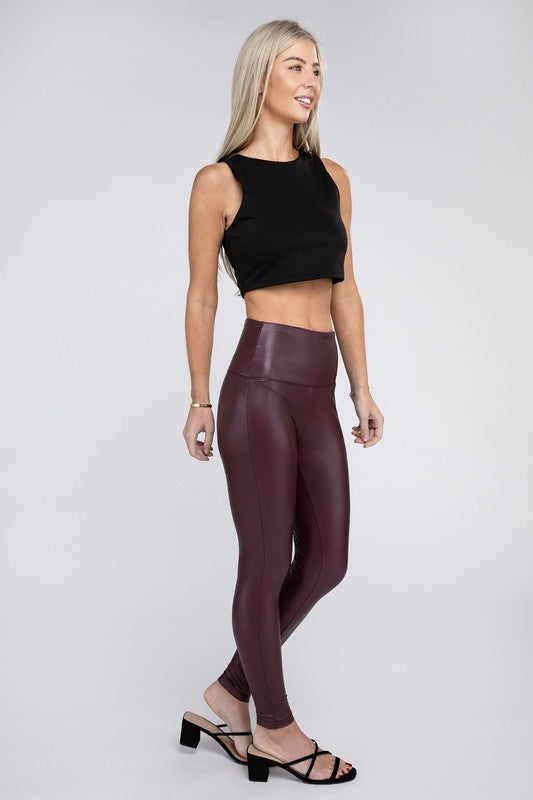 High Rise Faux Leather Leggings - Christi's Boutique