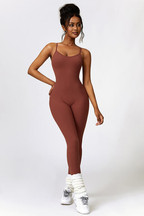 Open Back Spaghetti Strap Sports Jumpsuit - Christi's Boutique