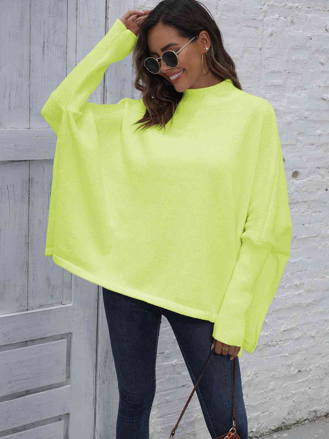 Loose Hem Plain Sweater - Christi's Boutique