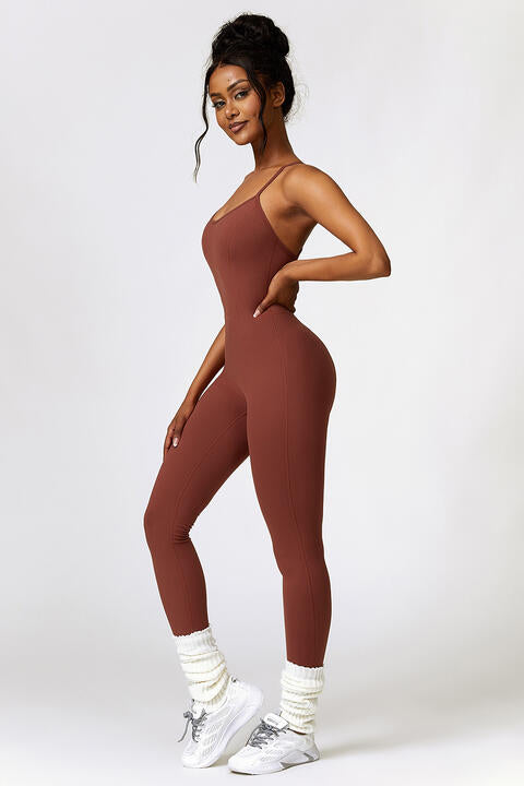 Open Back Spaghetti Strap Sports Jumpsuit - Christi's Boutique