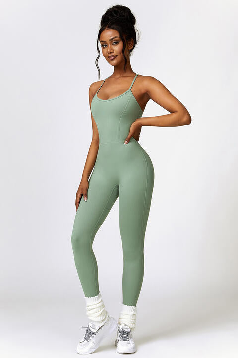 Open Back Spaghetti Strap Sports Jumpsuit - Christi's Boutique