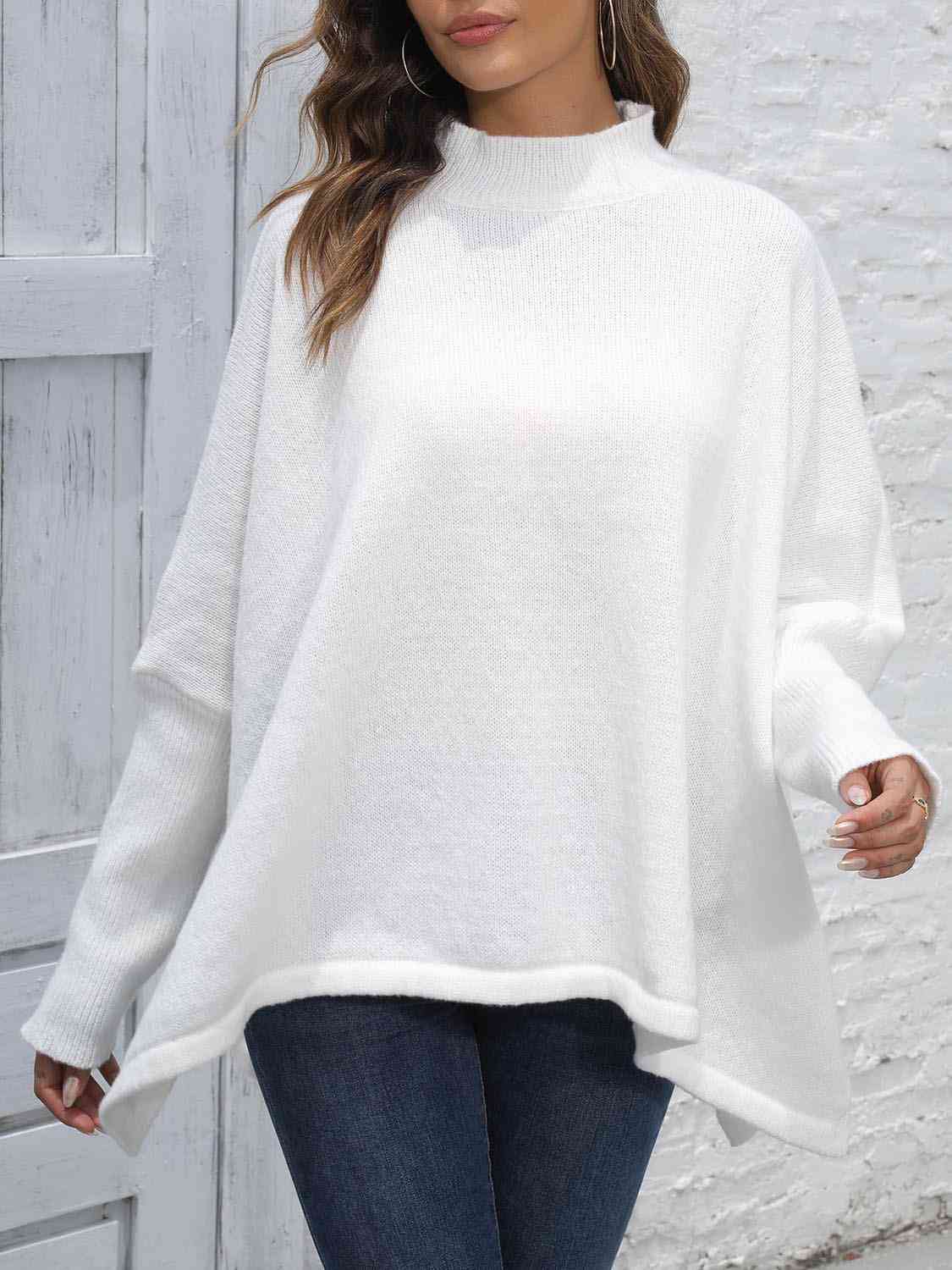 Loose Hem Plain Sweater - Christi's Boutique