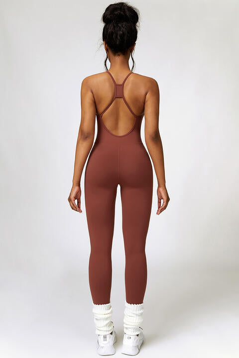 Open Back Spaghetti Strap Sports Jumpsuit - Christi's Boutique