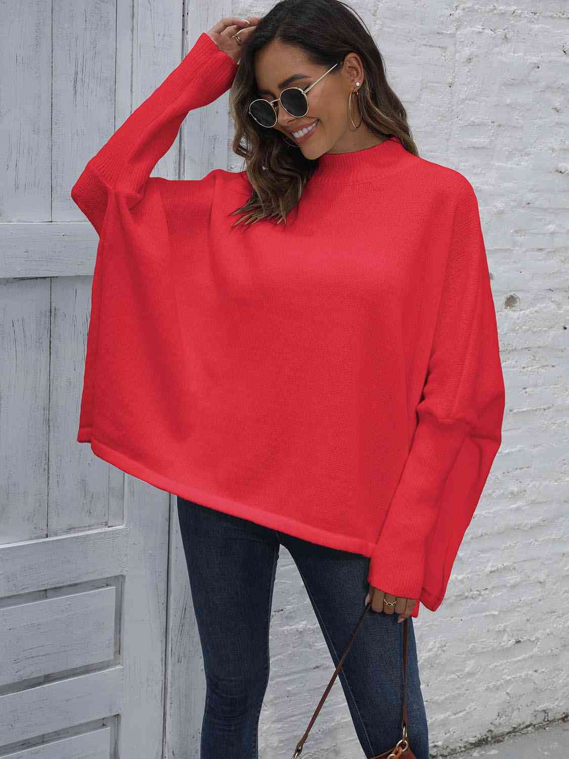 Loose Hem Plain Sweater - Christi's Boutique