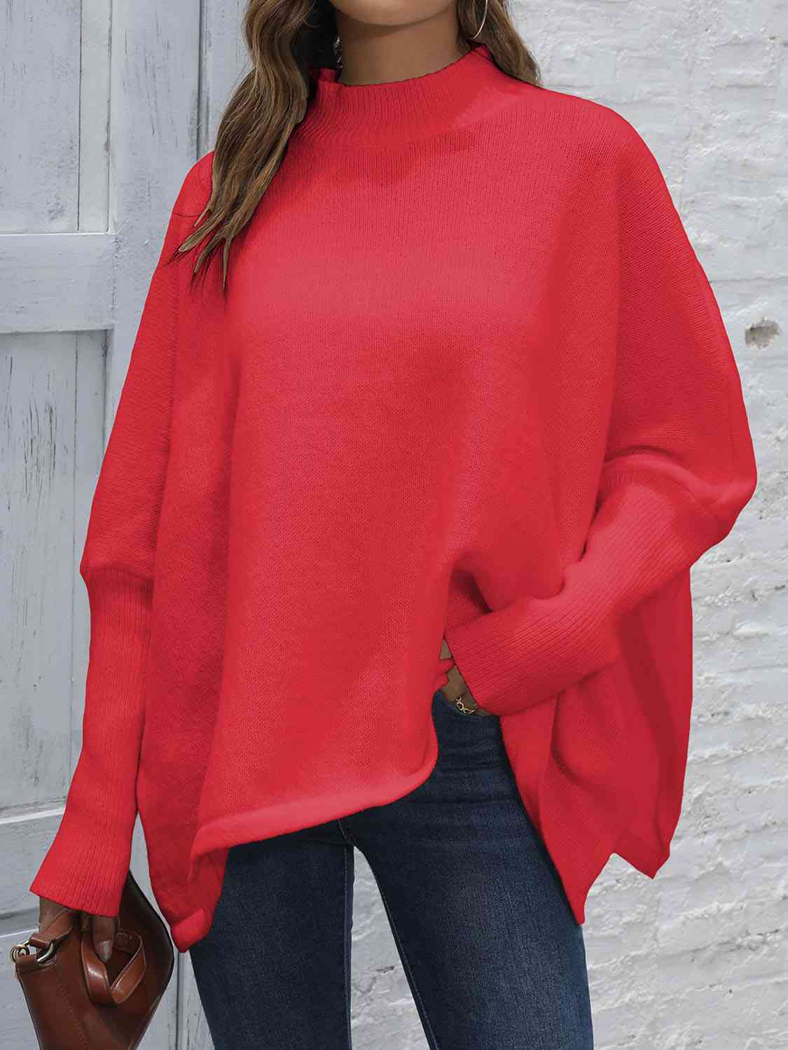 Loose Hem Plain Sweater - Christi's Boutique