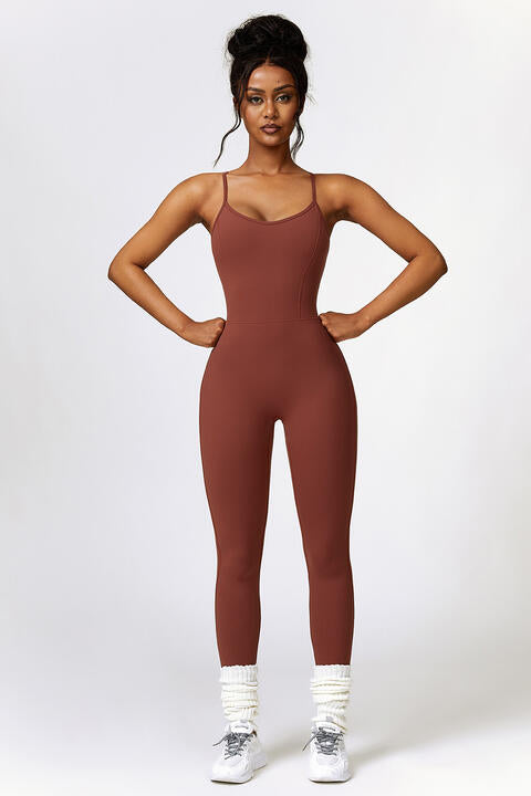 Open Back Spaghetti Strap Sports Jumpsuit - Christi's Boutique