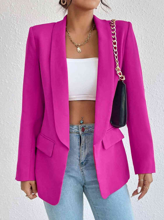Shawl Collar Long Sleeve Blazer - Christi's Boutique